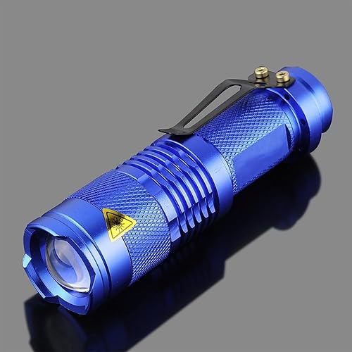 Miniatura 6 de Paquete de 5 mini linternas LED 7W 300LM SK-68 3 modos LED linterna táctica para acampar senderismo emergencia (azul)