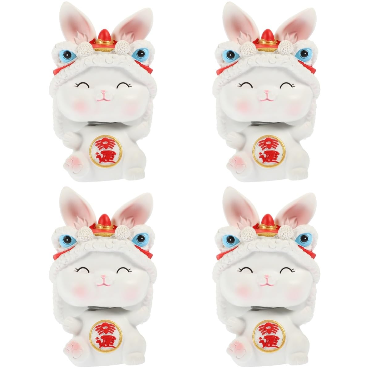 PRETYZOOM 4 Pièces Ornements artisanaux en résine décor de Sculptures Mini-Jouet Accessoires Auto Car Accessories Figurine de Lapin en résine secouant la tête décoration Mini Lapin en