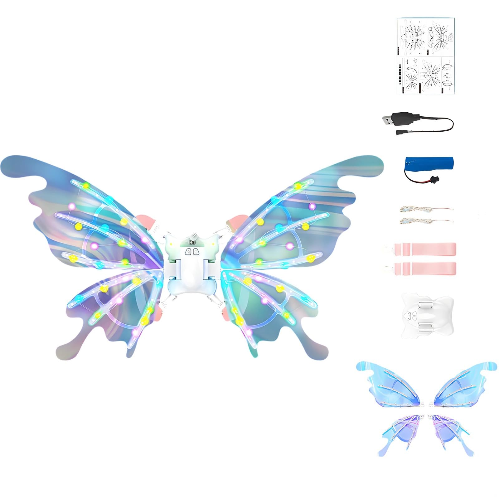 Alas de mariposa con música y luces LED para disfraces infantiles mágicos