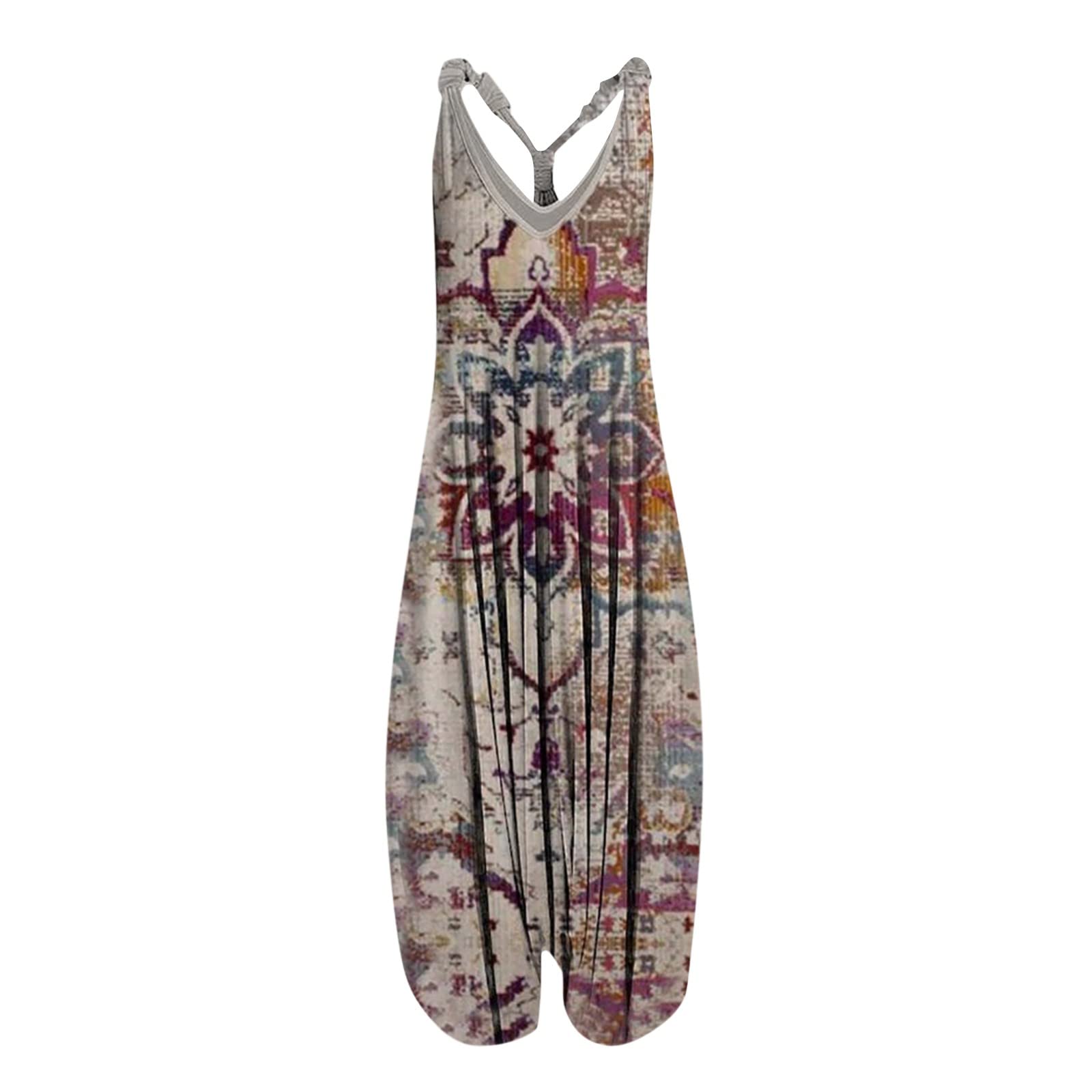 riou Peto Mono Elegante para Mujer Verano Barato Monos Sin Mangas Bolsillo Lateral Suave y Cómodo Retro Pantalones de Pierna Ancha Rompers Playsuit Regalo Original