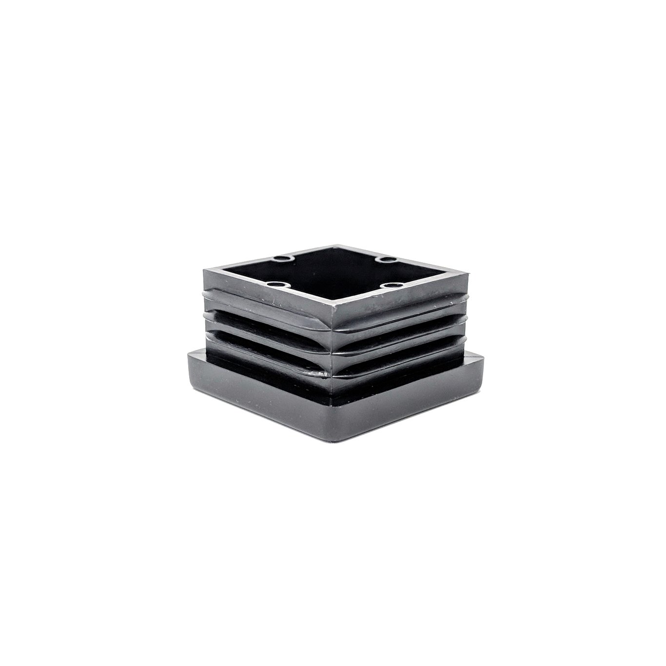 Square Ribbed Plastic Insert Plugs End Caps (Black, 30x30mm See Second Image for Dimensions- Pack of 24) Made in Germany