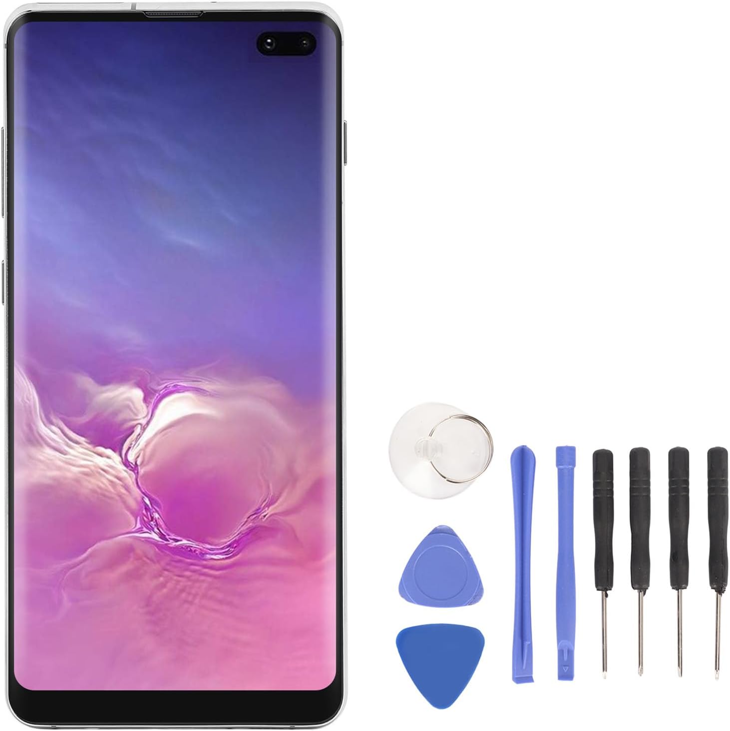 for S10 Plus Screen Replacement LCD, OLED Display Digitizer Assembly with Frame, Repair Tool, for S10 Plus SM N975, 6.4 Inch (Silver)