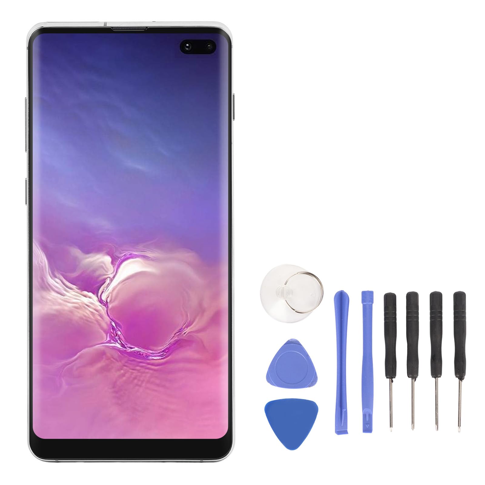 Annadue Phone Screen for S10 Plus SM G975F G975U G975W G975A, 6.4inch LCD Display Digitizer Touch Assembly, Mobile Phone Screen Replacement with Tools (Silver)