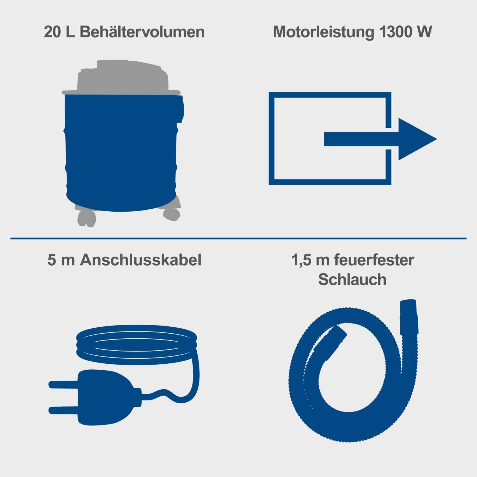 Aspiracenere AVC25 - serbatoio 20L - 1300W - SCHEPPACH
