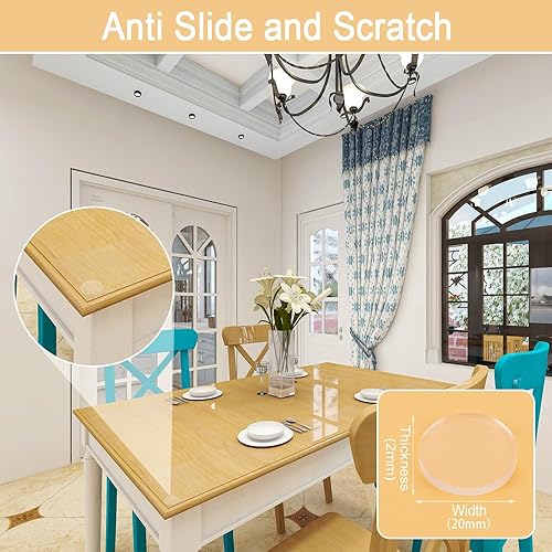 Miniatura 6 de Protector de mesa de vidrio suave transparente autoadhesivo de alta calidad, antideslizante y arañazos para mesa de cristal, almohadillas redondas