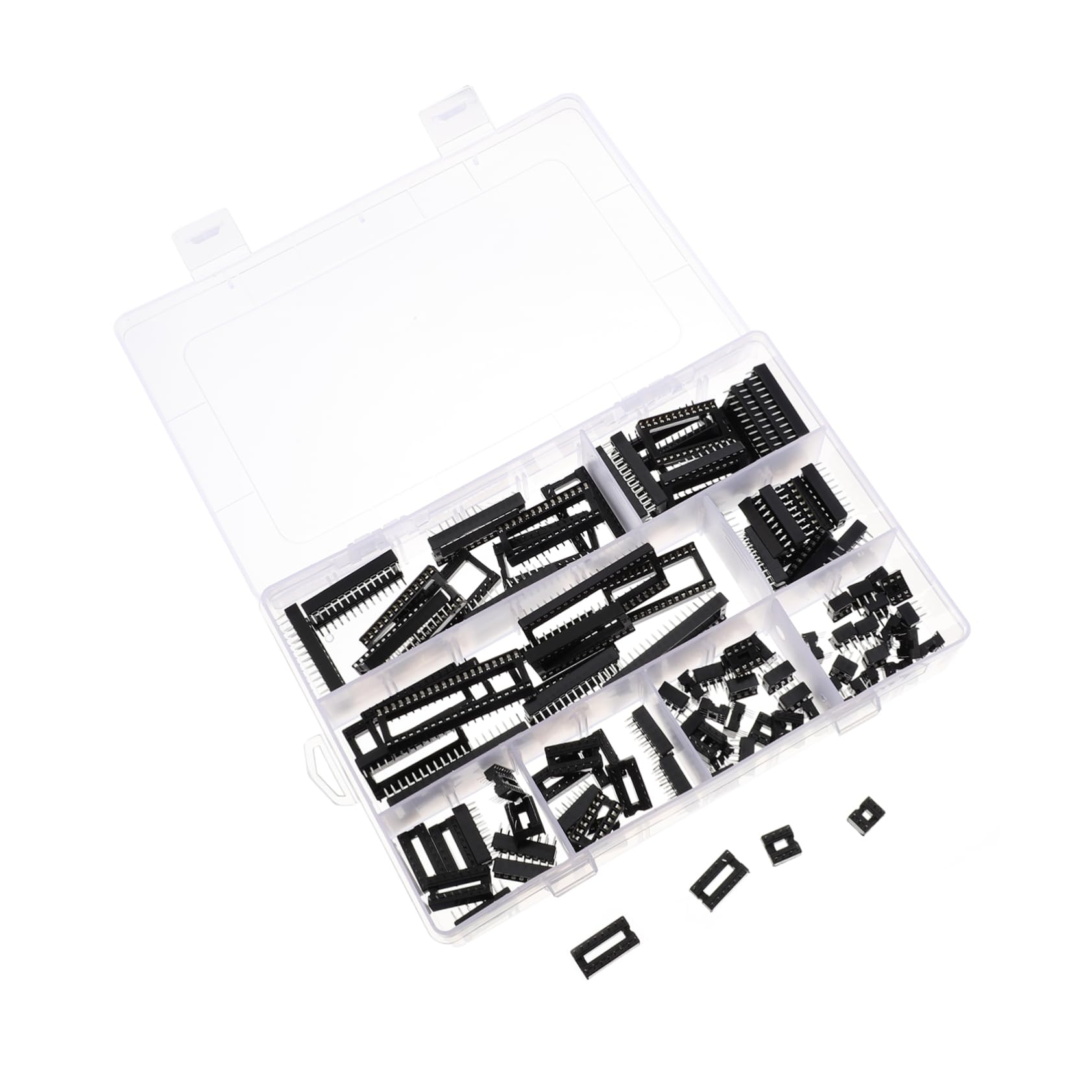 MUCKLILY 100pcs Set Pin Socket Connection Dip Ic Dip Soldering Ic Socket Ic Solder Ic Chip Integrated Circuit Chip Assortment Connectors SMA Adapter Adapters Ic Adaptor Abs Black