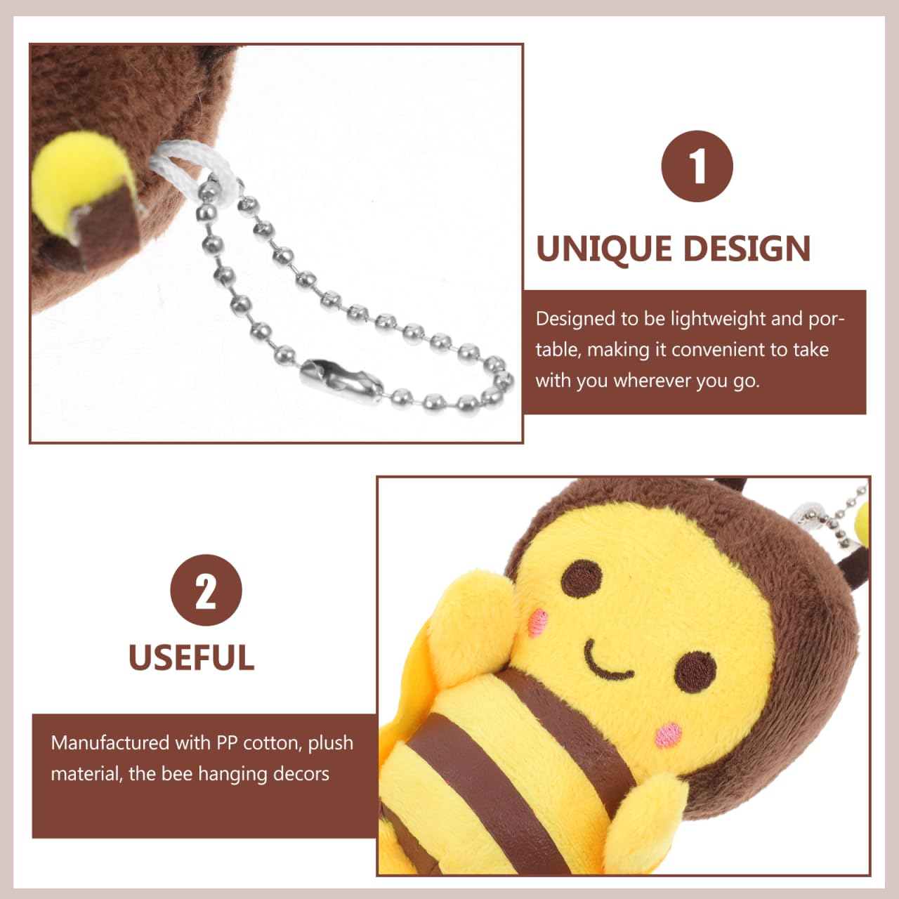 TOYANDONA Bienen-Schlüsselanhänger Plüsch Mit Kette Flauschiger Rucksack Anhänger Für Taschen Dekoration Und Kindergeschenk 4.3 X 2.8 X 2 Zoll