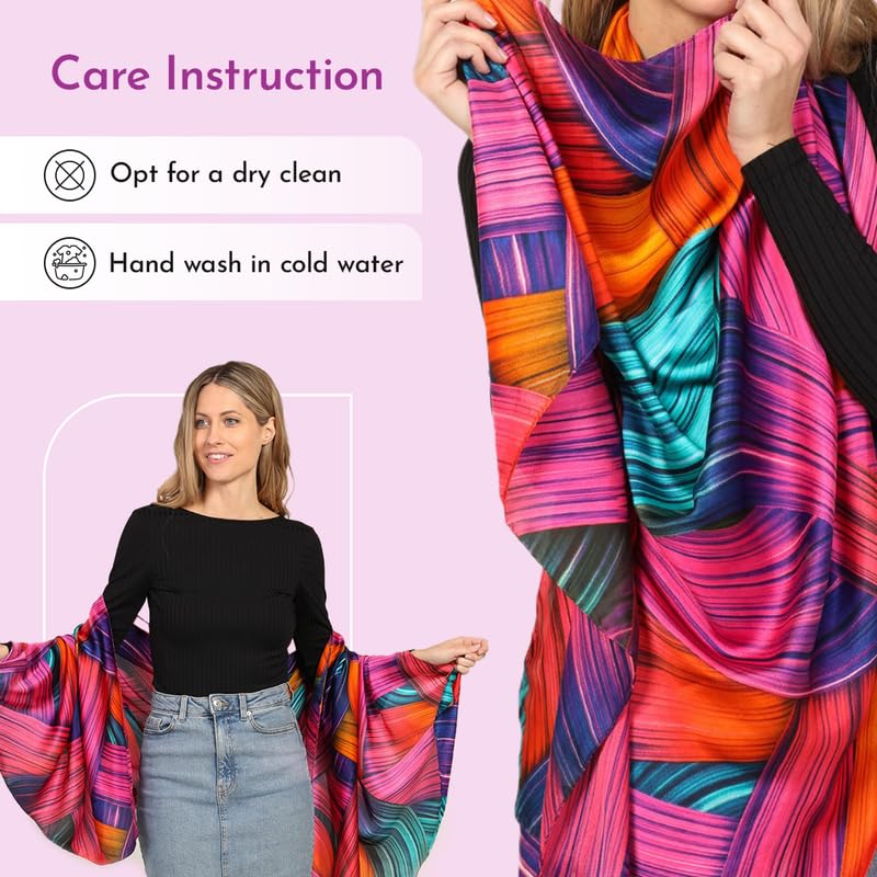 Image of Trillion London Spring Collection | Designer Silk Scarf For Women UK | Lightweight Neck Scarves | Shawl Wraps | Suitable for Daily Life | Smooth & Soft Finish | Gift for Women | Size-180cm x 90cm