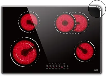 Hobsir Electric Cooktop 36 Inch, Electric Stove Top Burner, 4 Burners 36 Cooktop, 6800W Drop-in Electric Ceramic Stove with Glass Metal Frame, Timer, Safety Lock, 220-240V, Hard Wired (No Plug)