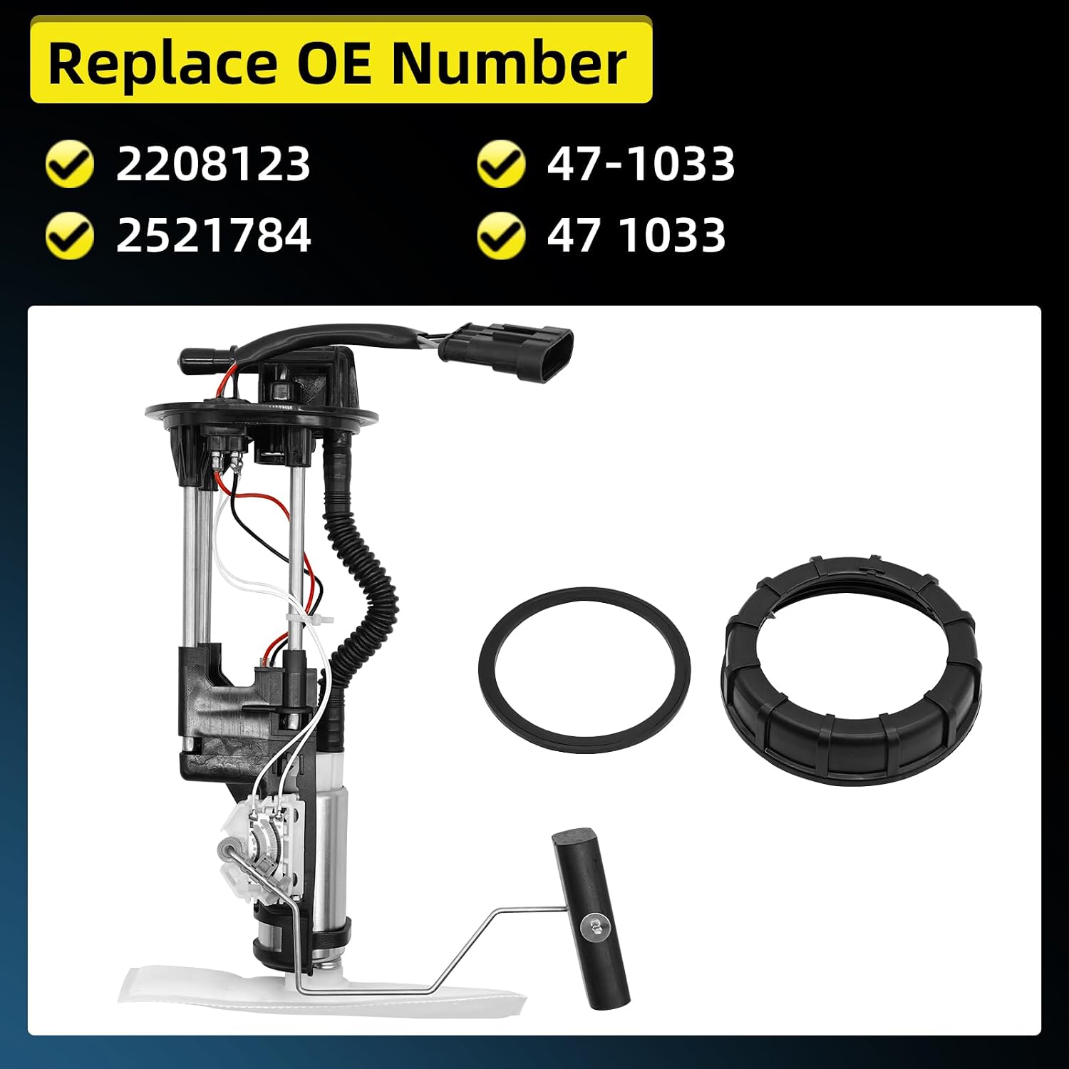 2208123 Fuel Pump for Polaris Ranger 1000 2018-2023, Ranger XP 1000 2018-2022, Ranger Crew 1000 2019-2023, Ranger Crew XP 1000 2018-2023, 2521784 47-1033 Fuel Pump Module Assembly