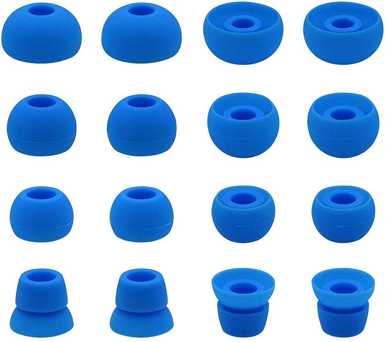 ALXCD Ear Tips for Powerbeats3 Earphone, SML 3 Sizes 6 Pairs Earbud Tips & 2 Pairs Double Flange Silicone Ear Tip Cushion, Fit for Beats Powerbeats 3 PB 3 [8 Pair](Blue)