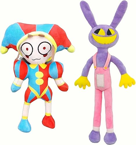 Miniatura 1 de 2 piezas de juguetes de peluche de circo digital, juguete de peluche Pomni para fanáticos de la televisión, almohada de algodón suave, linda figura