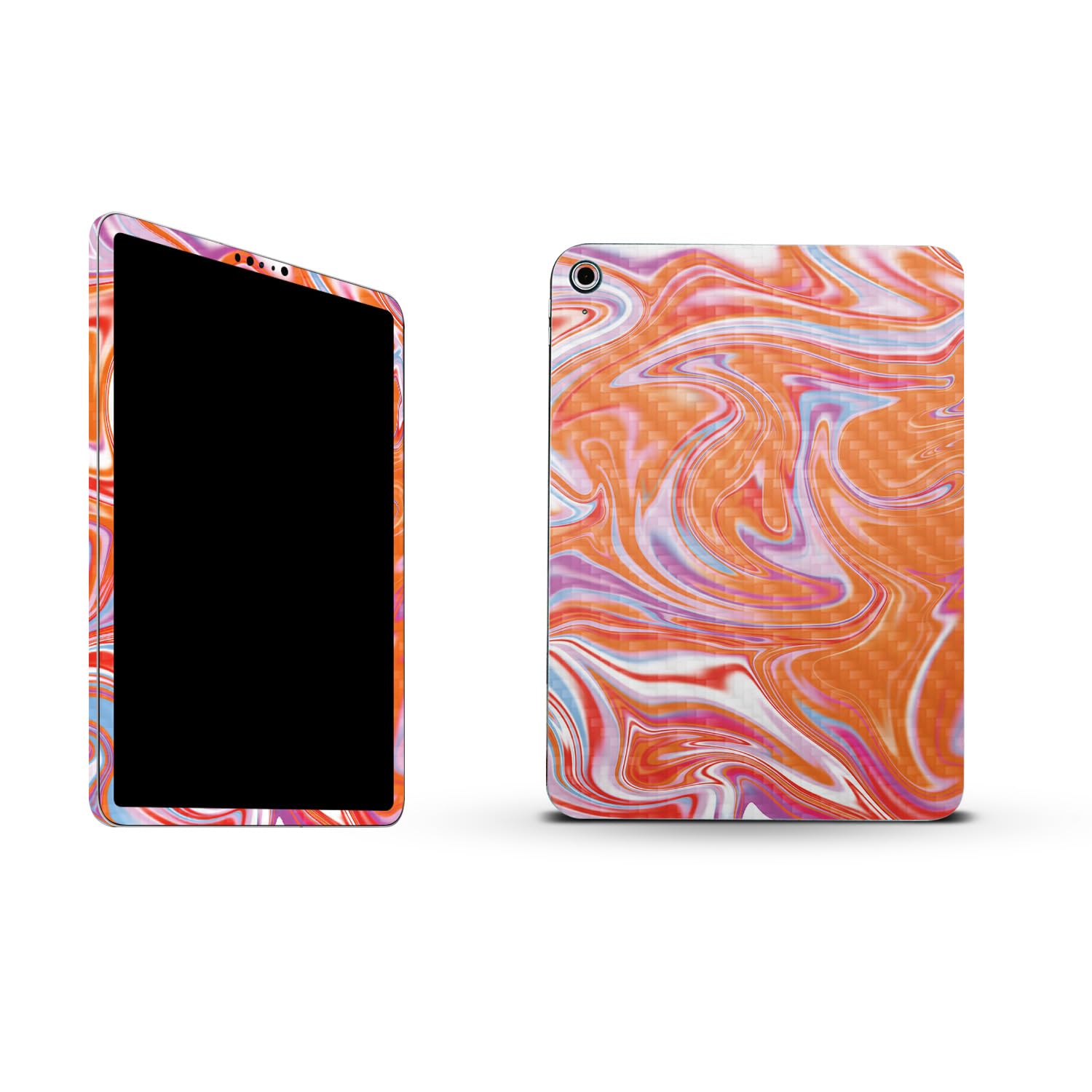MightySkins Carbon Fiber Skin Compatible with Apple iPad 10.9" 10th Gen (2022) Full Wrap Kit - Orange Swirl | Protective, Durable Textured Carbon Fiber Finish | Easy to Apply | Made in The USA