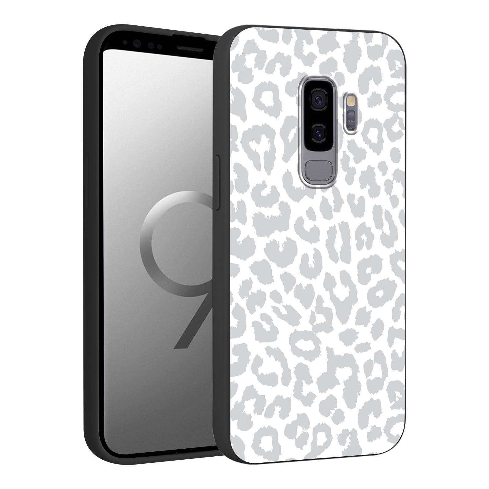 lioscre Cute Cheetah Print Phone Case for Samsung Galaxy S9 Plus 6.2", Aesthetic Coquette Grey Leopard Pattern Design Case Soft Slim Shockproof TPU