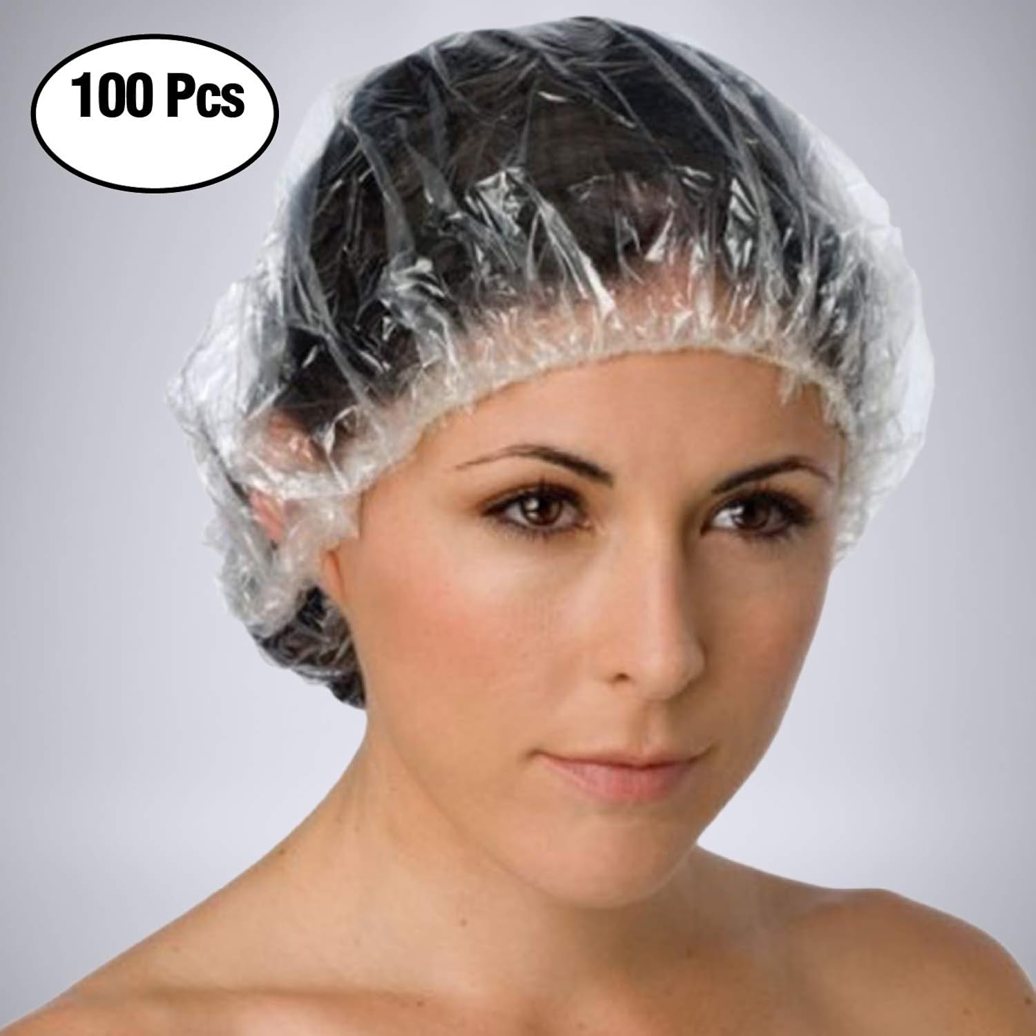 Disposable Shower Caps 100Pcs Plastic Shower Caps