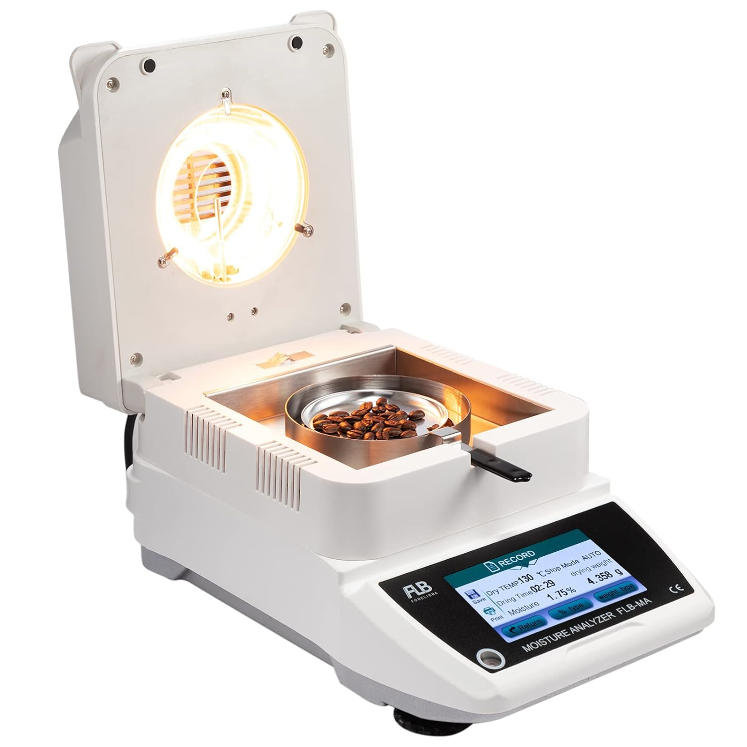 Moisture anlyzer Spanish English Germany Menu Balance Meter 0.01% Readability 0.001g 110V 3 Drying Modes Touch Screen RS232 Interface Water Content Test (50g0.001g)…