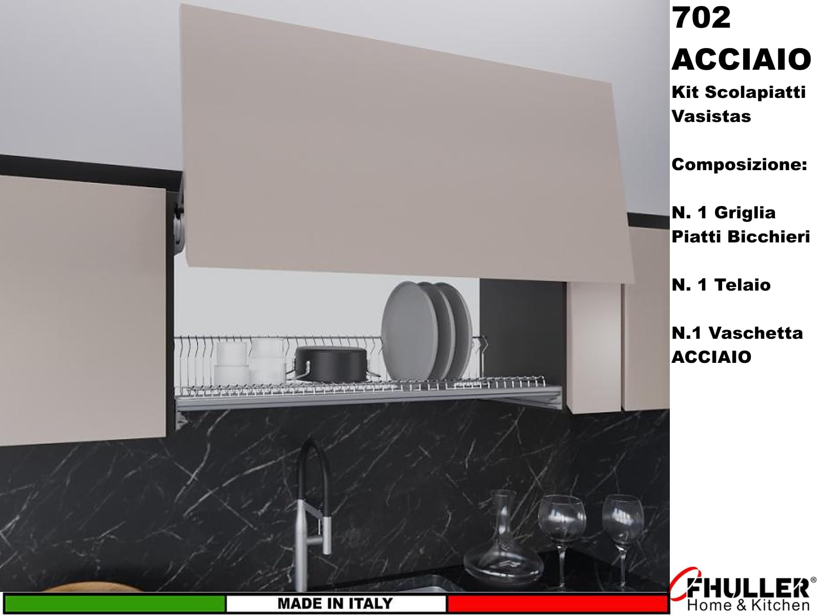 Scolapiatti Incasso VASISTAS Griglia Unica Piatti Bicchieri ACCIAIO INOX (NO Cromato o Verniciato Grigio) 702/120XP4 PENSILE 120 INTERNO 116,4 Misura Scolapiatti 115,6 +Vaschetta INOX +Telaio