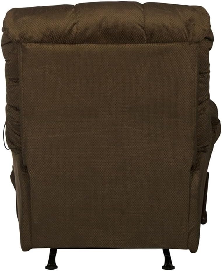 BOWERY HILL Chaise Rocker Recliner, Brown Polyester Upholstery, Heat & Massage, Button Tufted Back, Cool Gel Memory Foam Seat, 250 lb Capacity, Smooth Rocking Motion, Comfortable Living Room Chair