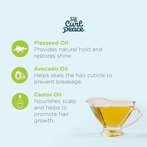 Miniatura 4 de Just For Me Curl Peace - Cola de caballo suavizante y control de bordes (paquete de 3) - Acabados y sostiene, contiene linaza, aceite de aguacate y