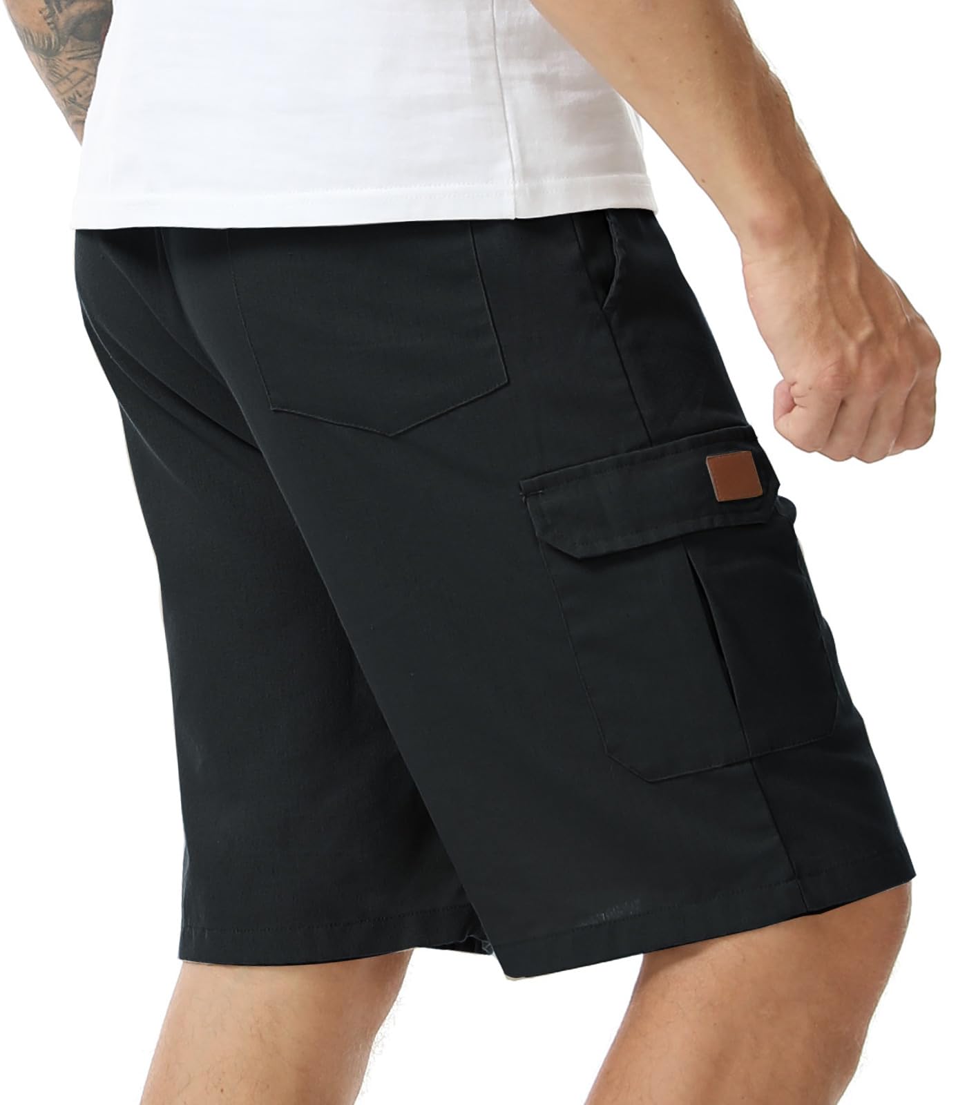 Zetieny Pantaloncini da Uomo in Lino Shorts Cargo Estivi Pantaloni Corti Leggero Coulisse con Tasche