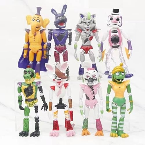 Themaz 8Pcs/Set 6In, Inspired By Game Fnaf Security Breach Bonnie Foxy Freddy Fazbear Bear, Five Nights At Freddys Action Figures Pvc Dolls Light Figures Fnaf Toys With Movable Joints For Children #TOP1