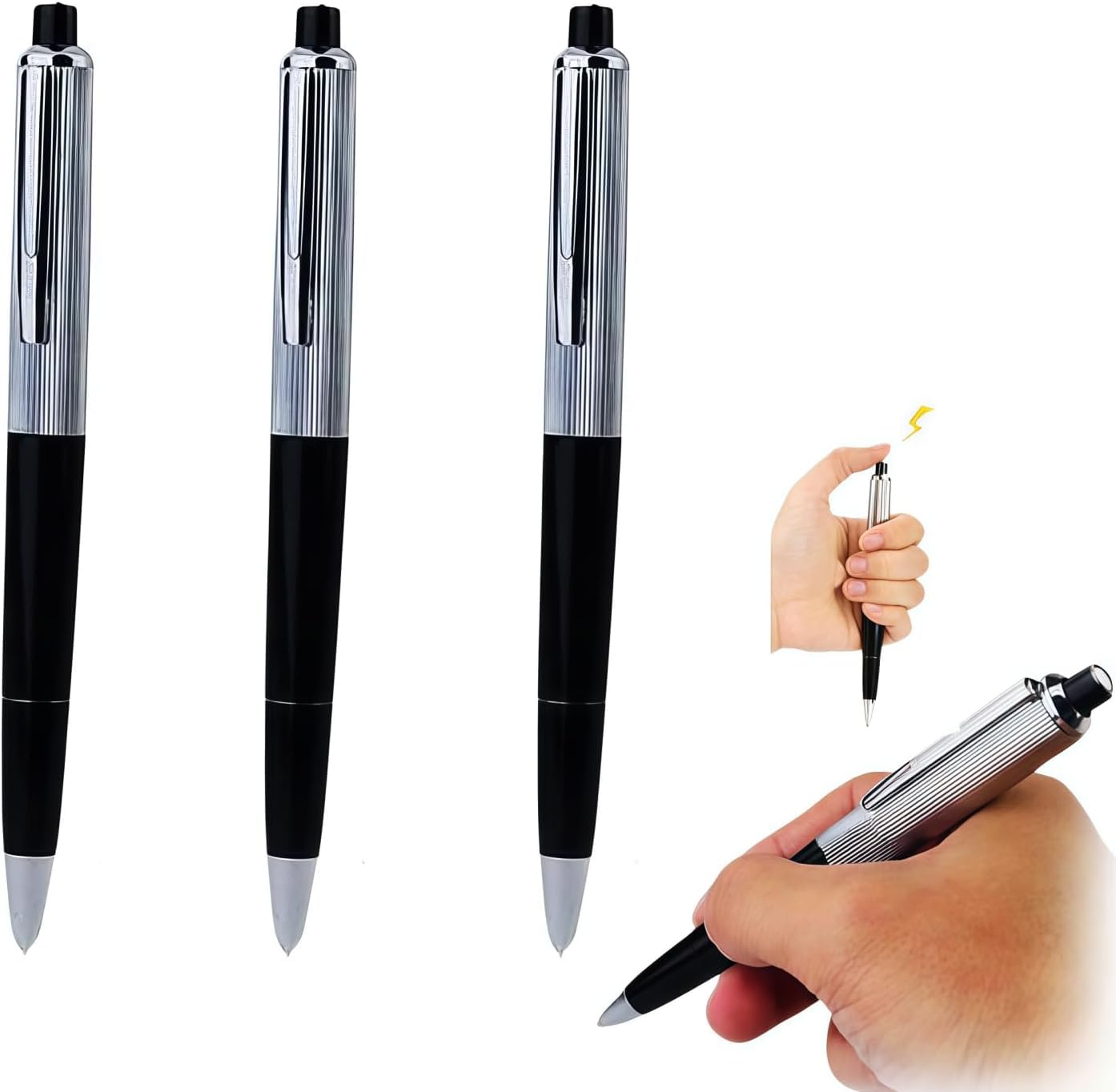 3Pcs Electric Shock Pen Fun Joke to Friend Electric Shock Pencil Trick Prank Gag Gadget for Fool's Day Surprise, Gags and Practical Joke, Office Supplies