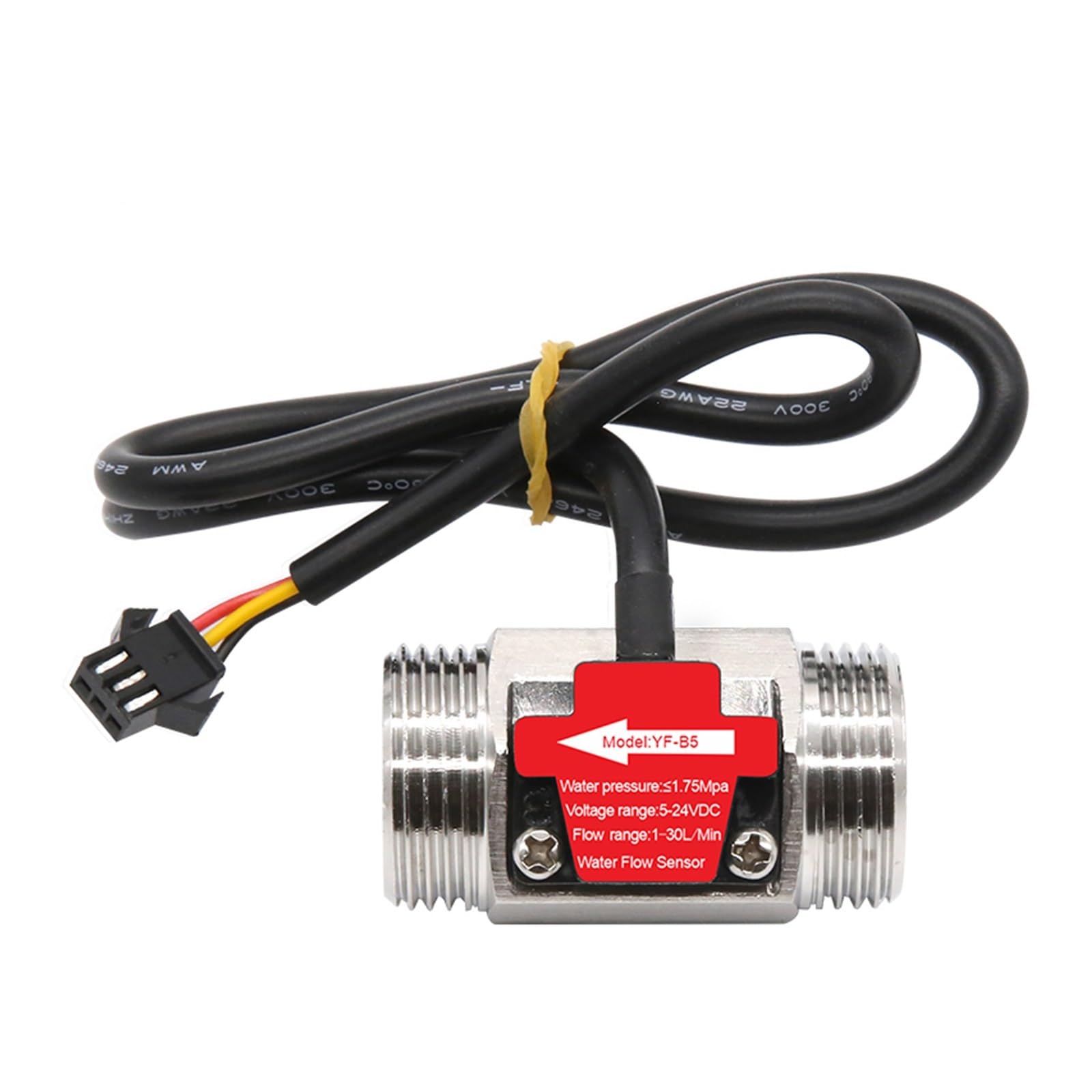 Mthckxjbsuz Dn25 Flow Meter, 1/2" 3/4" 1" 1-1/2" 2" Water Flow Sensor 1.75Mpa Hall Flowmeter Dc5~18V Used To Measure The Of The Medium(Dn25)
