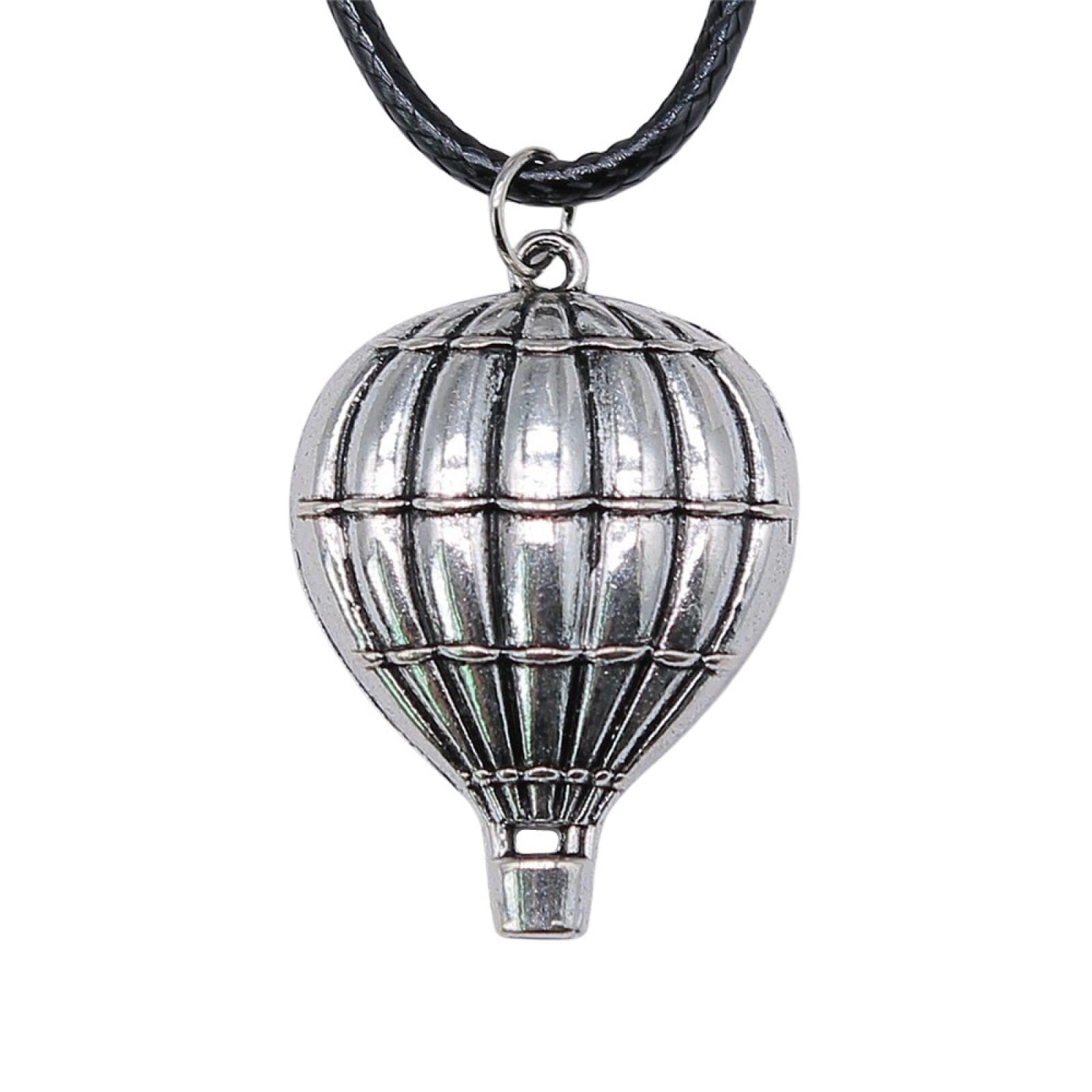 Collier chaîne en corde argenté vieilli 23x32mm cordon simili cuir - 5
