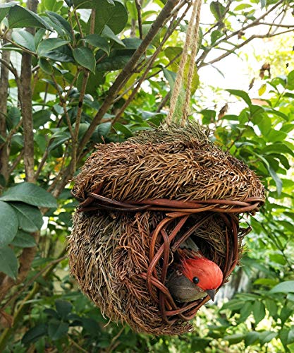 2 Pack Grass Bird House Hummingbird Nest House Roosting Pocket For Outside 5.5×5.5" Hanging Hideaway Hut Woven Nest Cozy Resting Place For Finch Canary #TOP4