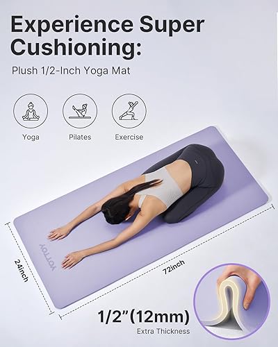 Miniatura 3 de YOTTOY Tapete de yoga extra grueso (12 pulgada), tapete profesional de TPE para ejercicio, tapete de entrenamiento antideslizante para yoga,