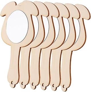 SUPVOX 6 Piezas Arcilla Espejo de Maquillaje Verdadero Espejo pequeño Mini Espejo de Mano Juguetes educativos Mini Espejos sin terminar Precioso Espejo de Madera Caqui