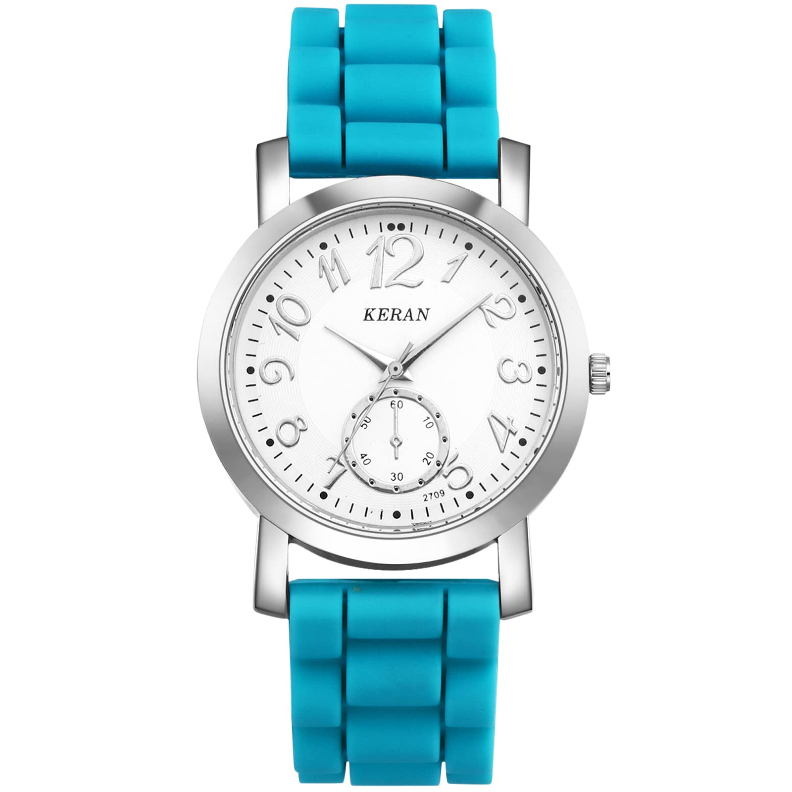 JewelryWe7PCS Silicone Band Colorful Jelly Wristwatch Round Analog Quartz Casual Watches for Men Women Students Teens