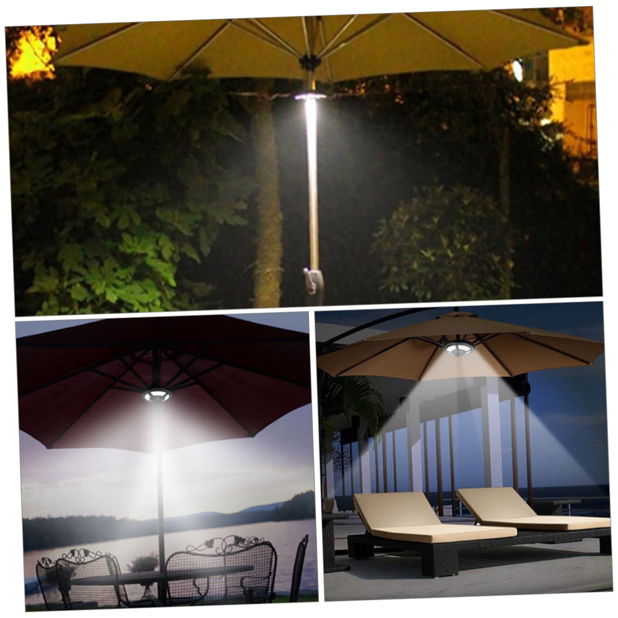 LED Brillante Lampada Ombrello Campeggio Multifunzionale per Abs Luce Sicura, Materiale Nero Casa Attività Notturne All'aperto