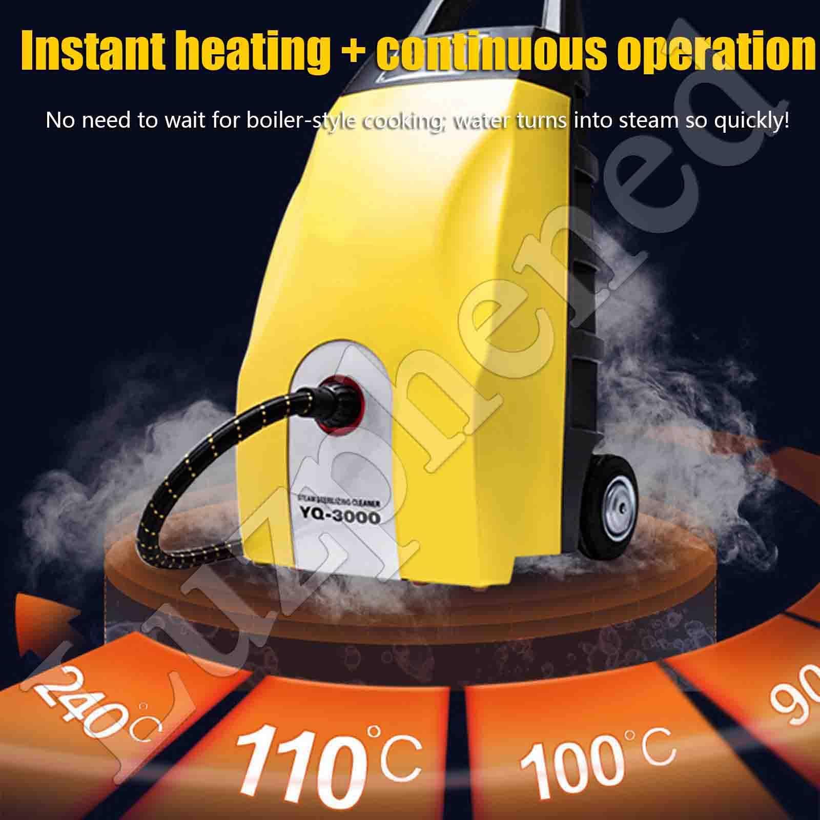 Hidrolimpiadora de Vapor de Alta presión de 3000 W, portátil y de Mano, para el hogar, el Auto, la Campana extractora y el Aire Acondicionado, con Tanque de Agua de 3.5 L Yellow