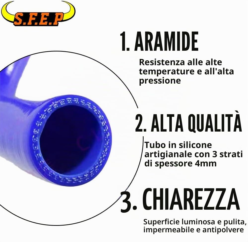 Kit tubo flessibile per radiatore in silicone per moto compatibile con Honda CB600F/HORNET 2003-2006 3ply 4 mm (nero)