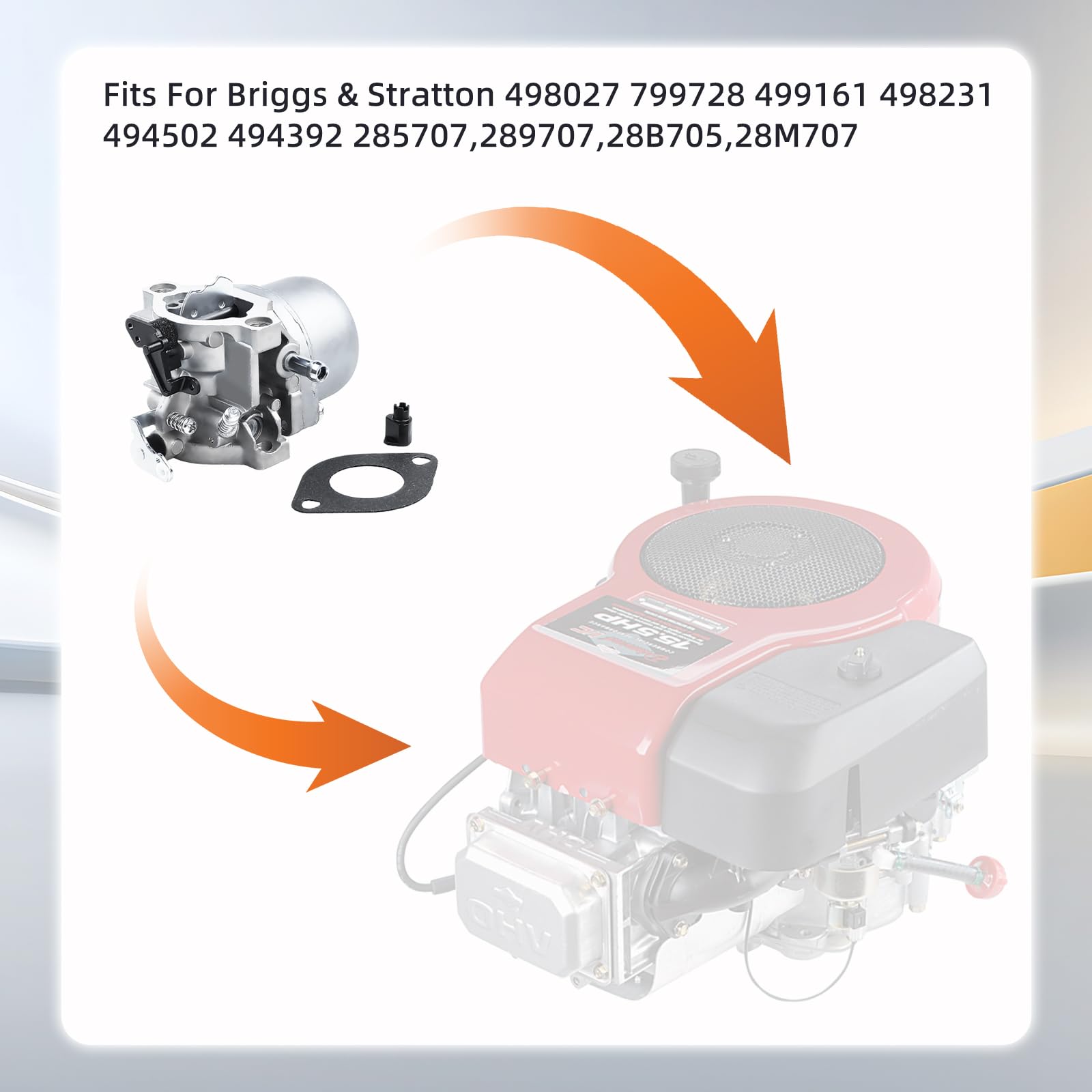 Briggs Stratton gaźnik do traktorka trawnika, zestaw gaźników ogrodowych, akcesoria zamienne, gaźnik, części zamienne do 498027 799728 499161 498231 494502 494392 285707 289707 28BB 705 2 2 8M707