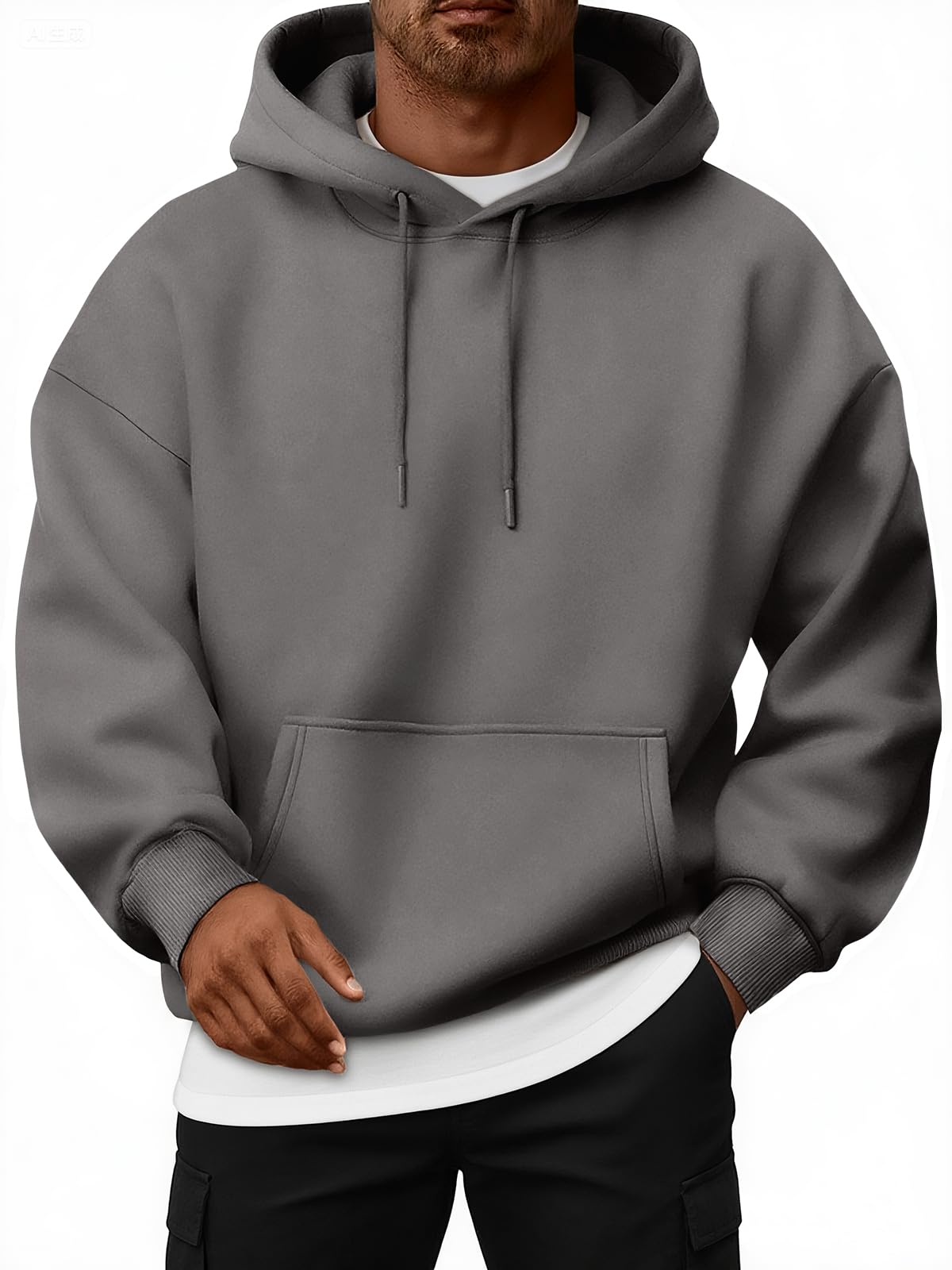 EFAN Mens Oversized Hoodies Fleece Lined Sweatshirts | Fall Winter Hooded Collar Drawstring Pullover With Pocket for Workout Gym