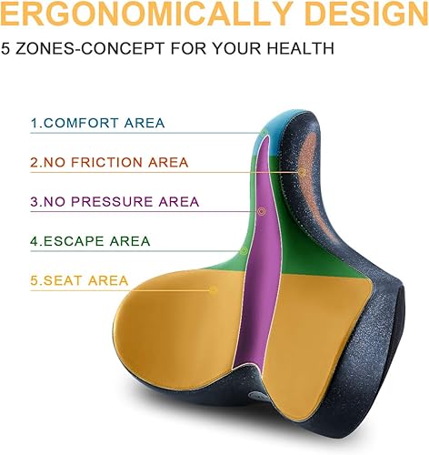 Miniatura 2 de YLG -Asiento para bicicleta de tamaño extragrande, cómodo, repuesto de espuma viscoelástica, suave, impermeable y de ajuste universal, asiento de