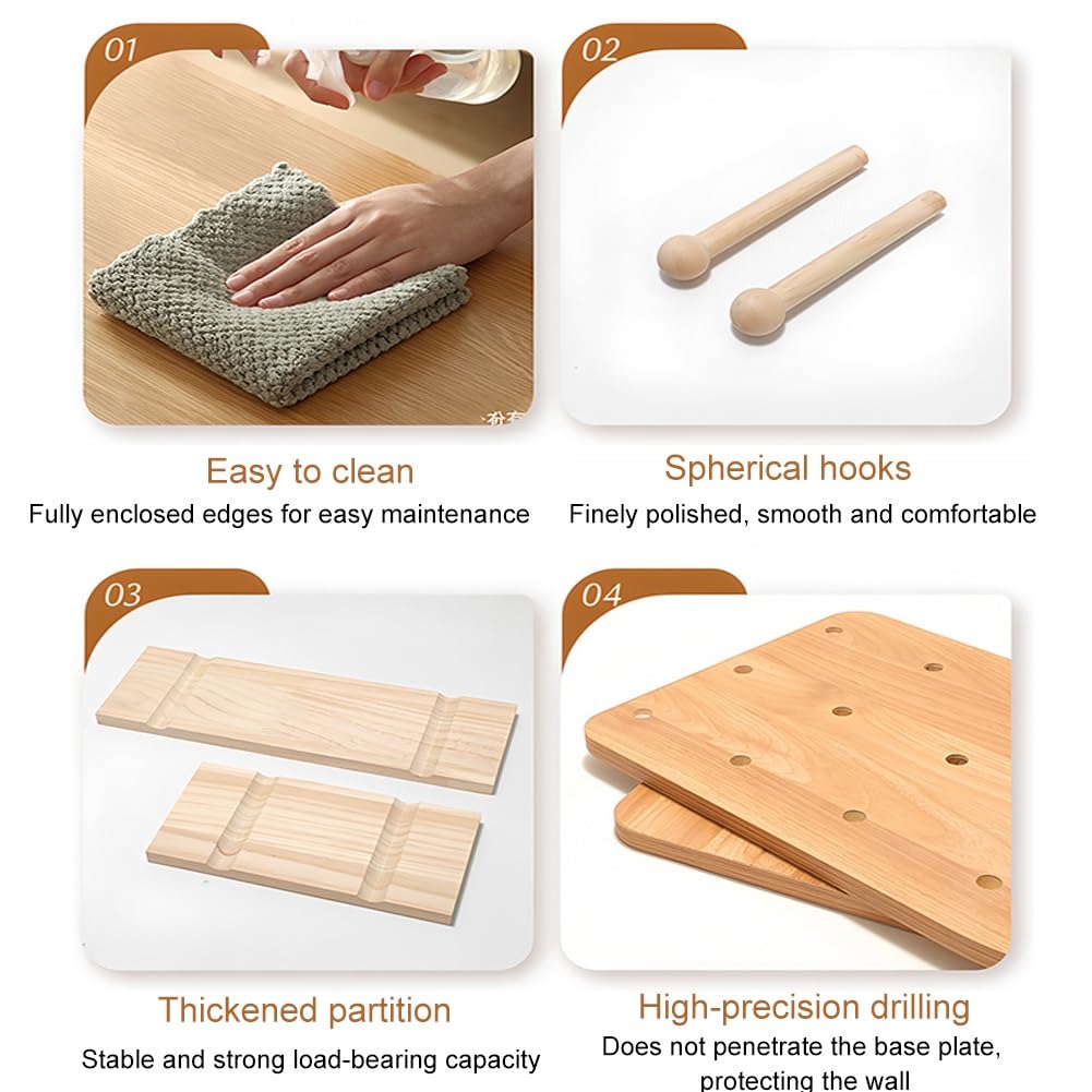 Organizador de herramientas de tablero perforado, paneles de almacenamiento y exhibición de madera, kit versátil de gancho de pared para cocina, sala de estudio, garaje