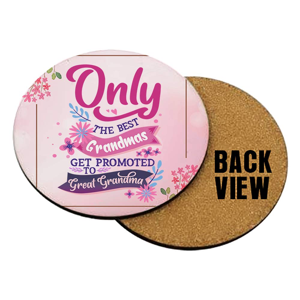 Only The Best Grandmas Get Promoted to Great Grandma Mothers Day Great-Grandmother Coaster, Drinks Coaster, Coffee-Tea Coaster. (Round Coaster)