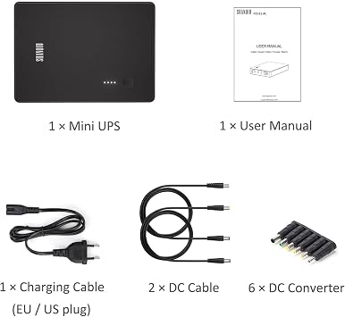 Mini UPS Battery Backup Uninterruptible Power Supply for Router, Modem, Security Camera with Input AC Output USB 5V DC 5V 9V 12V (37Wh)