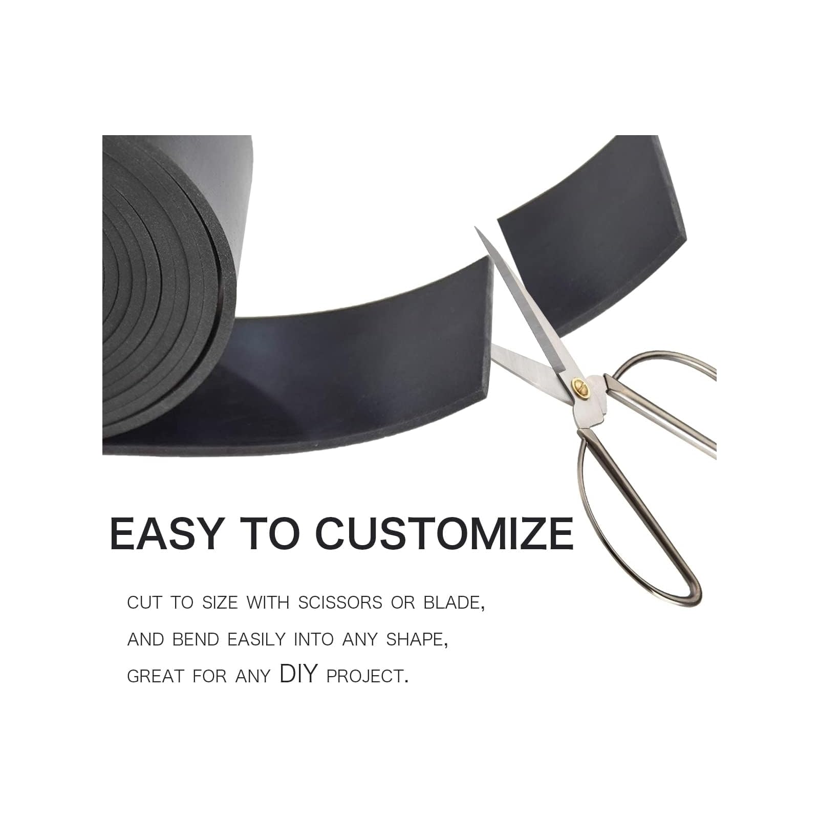 Rubber Strip 50mm (B) x5mm (H) x3m (L) Neopreen Rubber Sheet Massief Rubber Rolls voor DIY, Wasmachines, Crafts, Pads, Vloeren Bescherming, Ondersteuningen, Nivellering, Weerafdichting