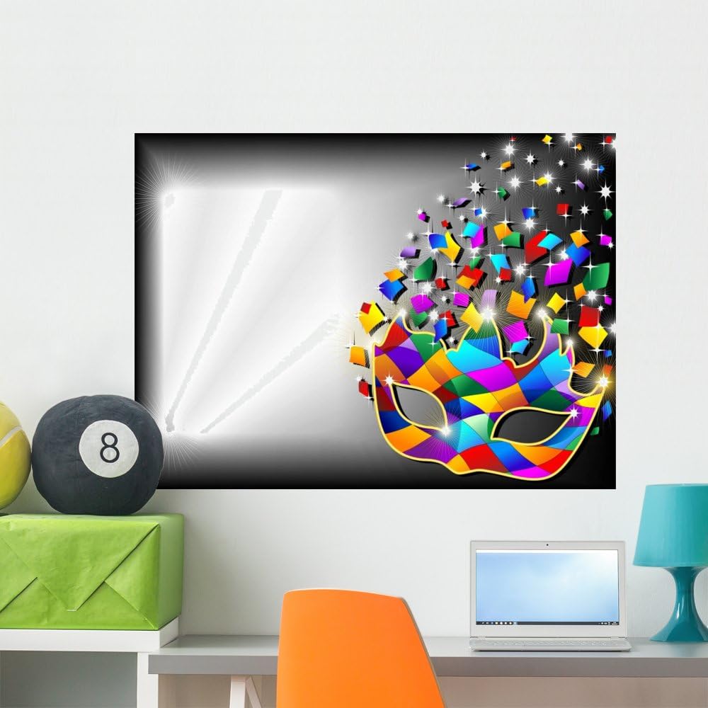 Wallmonkeys FOT-28618393-36 WM17306 Harlequin Mask Background-background-2-vector Peel and Stick Wall Decals, 36" W x 27" H-Large