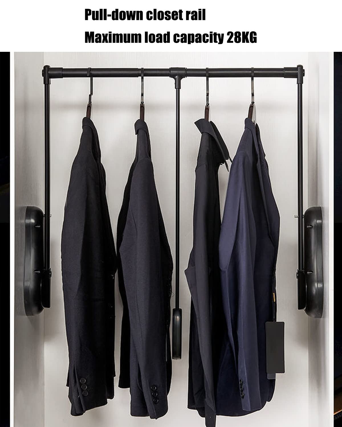 Barra De Armario Extensible De Aluminio, Percha Ahorradora De Espacio con Capacidad De 28 Kg, Tamaño Ajustable para Organizar El Dormitorio Y El Guardarropa.