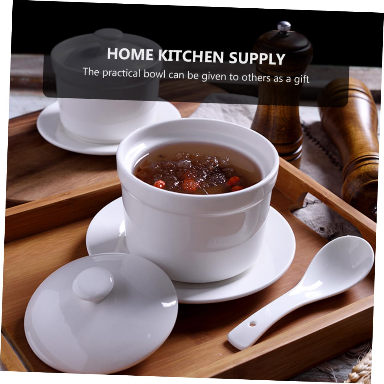 Homoyoyo 2 Piezas Bol de para Guisos con Tapa Apto para Sopas Postres y de Aves Vajilla Práctica para Cocina y Mesa Hogar Fácil de Limpiar y Almacenar