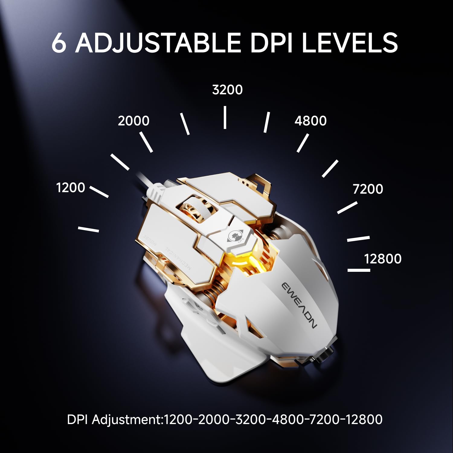 Souris Gaming Filaire avec Boutons Programmables 12800 DPI, Rétroéclairage