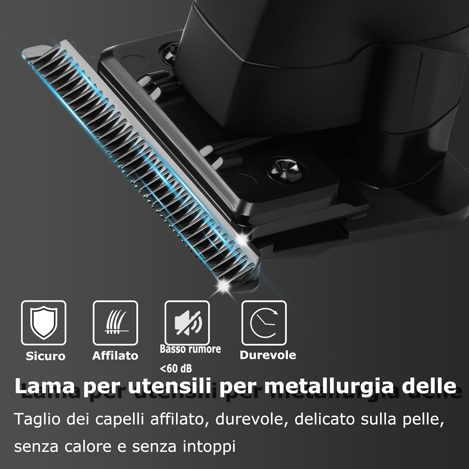 Tagliacapelli Professionale Multifunzionale, Batteria 1200mAh, 180 Minuti di Autonomia, Lama T Zero Gap, Ricarica USB, Nero