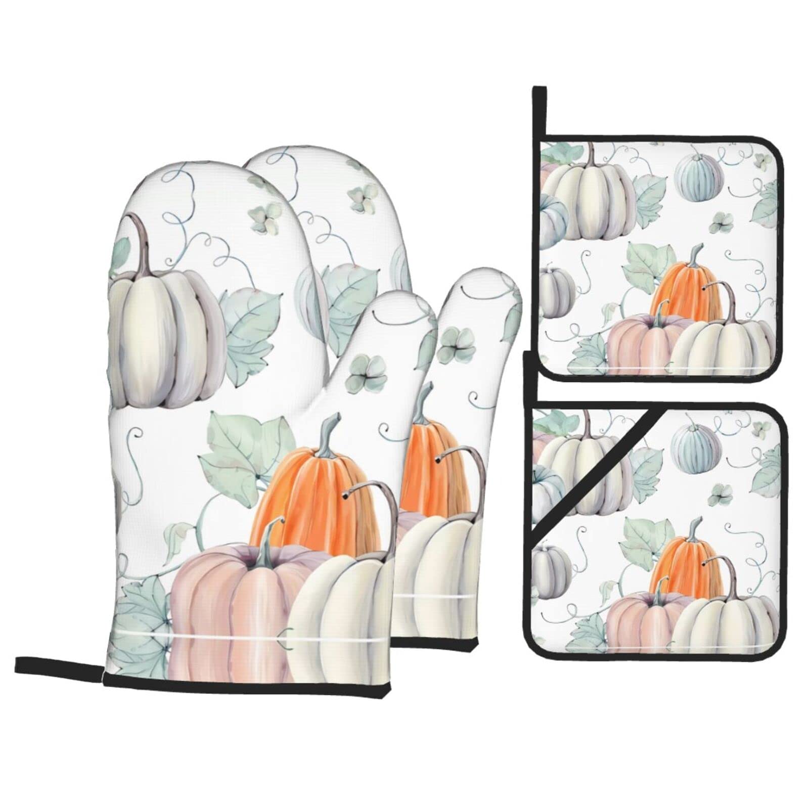 Maniques citrouilles d'automne lot de 4 pour repas et tables de fête