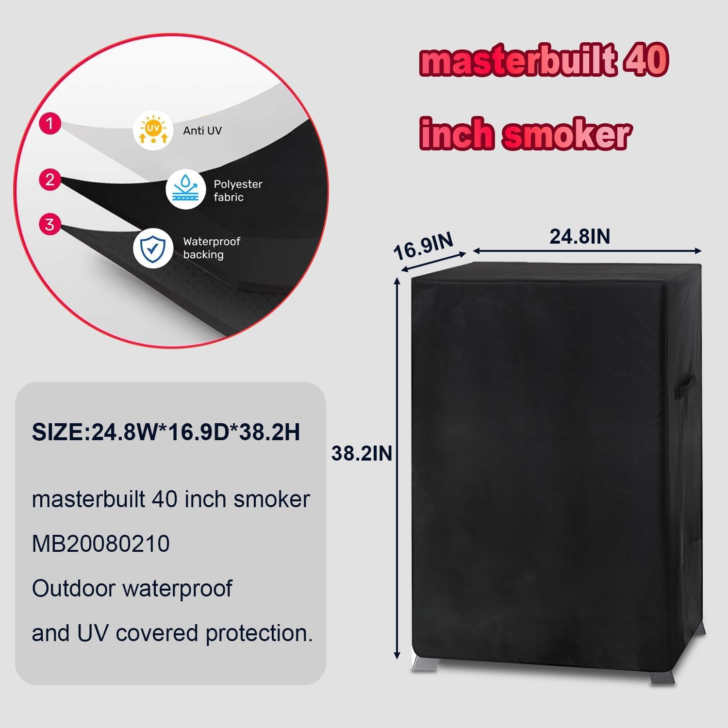 40 Inch Electric Smoker Cover for Masterbuilt Digital Vertical BBQ Smoker image 2