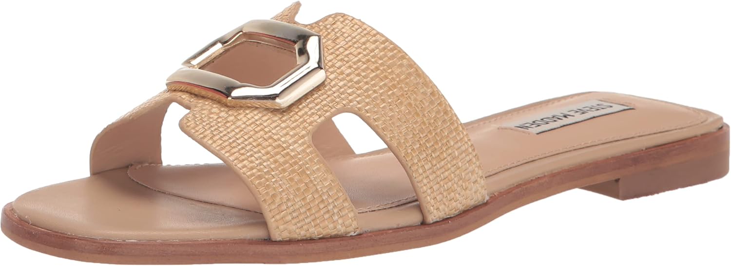 Steve Madden Women's Harlene Slide Sandal, Raffia, 9